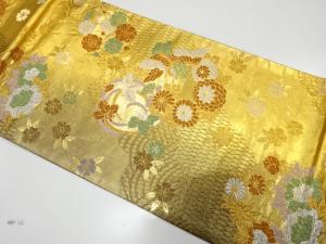 鴛鴦に花丸・桜模様織り出し　振袖用袋帯